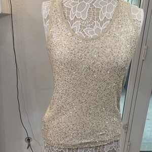 Ann Taylor LOFT Gold Mesh Top
